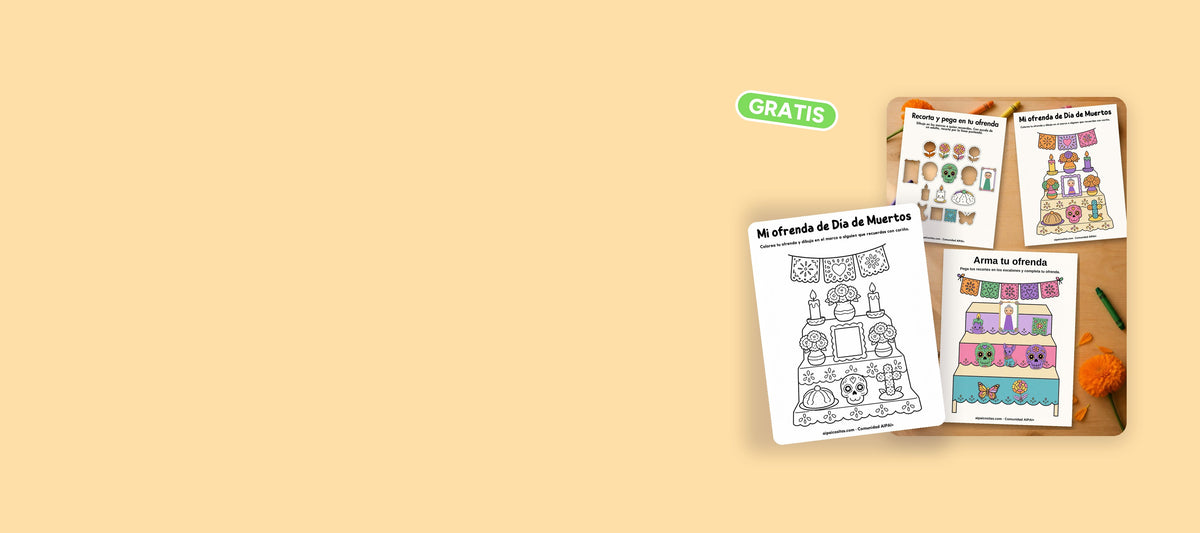 Imprimible gratis de Día de Muertos para armar una ofrenda en familia: colorear, recortar y pegar